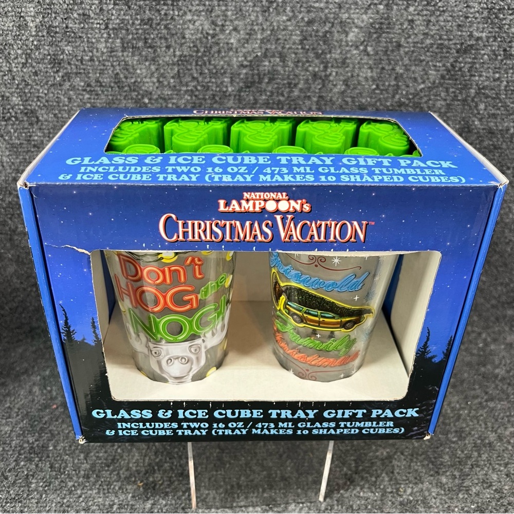 National Lampoon's Christmas Vacation 16 oz. Glass & Ice Cube Tray Gift Pack New